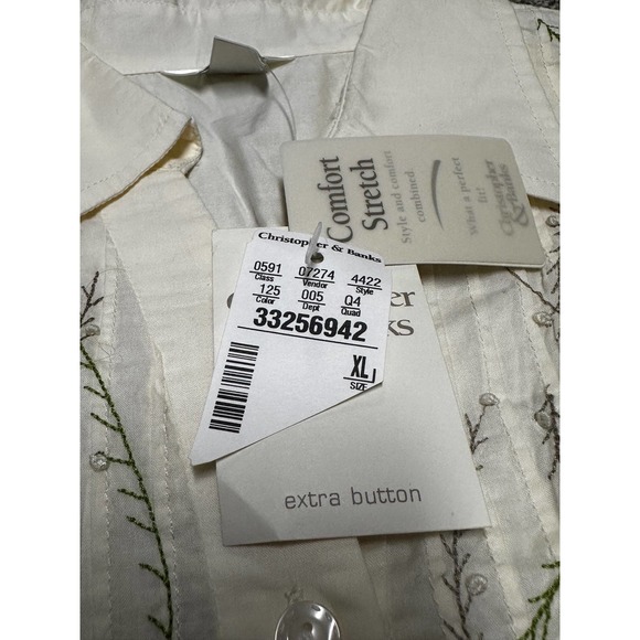 Christopher & Banks Button Up Embroidered Shirt XL - Picture 6 of 7